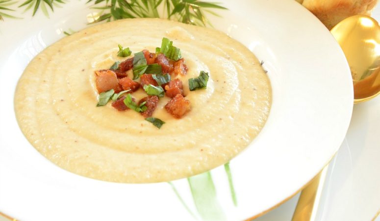 Roasted Cauliflower and Parsnip Soup and Clover Leaf Rolls